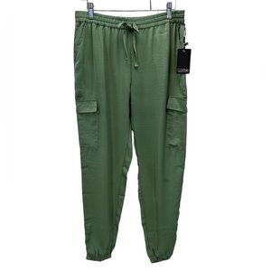 PJ Salvage Drawstring Waist Cargo Lounge Sleep Jogger Pants - Sage Green - Small